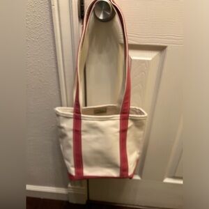 LL Bean Small Boat Tote Book Bag Long Straps NEW (Pink)